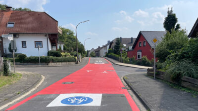 neu eingerichtete Fahrradstraße Forstweg